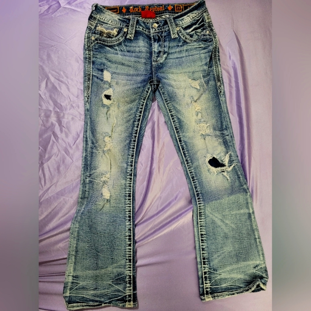 Rock Revival Bootcut Distressed 27R Peacoat